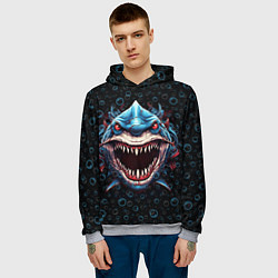 Толстовка-худи мужская Evil shark, цвет: 3D-меланж — фото 2