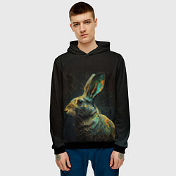 Толстовка-худи мужская Магический кролик, цвет: 3D-черный — фото 2