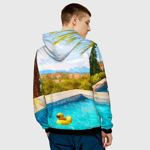 Мужская толстовка Девушка на курорте у бассейна / 3D-Черный – фото 4