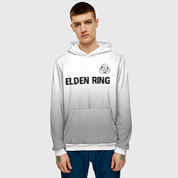 Толстовка-худи мужская Elden Ring glitch на светлом фоне: символ сверху, цвет: 3D-белый — фото 2