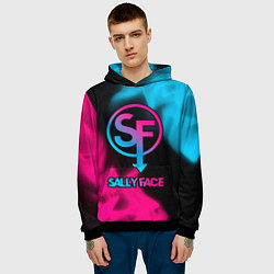 Толстовка-худи мужская Sally Face - neon gradient, цвет: 3D-черный — фото 2