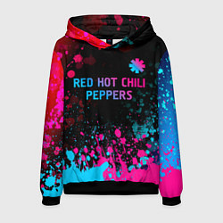 Толстовка-худи мужская Red Hot Chili Peppers - neon gradient: символ свер, цвет: 3D-черный