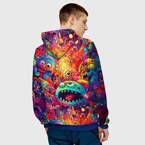 Мужская толстовка Кислотные чудики / 3D-Синий – фото 4