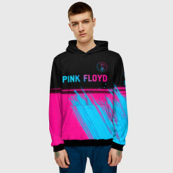 Толстовка-худи мужская Pink Floyd - neon gradient: символ сверху, цвет: 3D-черный — фото 2