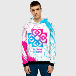 Толстовка-худи мужская Breaking Benjamin neon gradient style, цвет: 3D-черный — фото 2