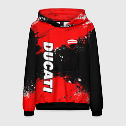 Толстовка-худи мужская Ducati - красная униформа с красками, цвет: 3D-черный