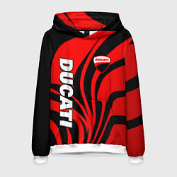 Толстовка-худи мужская Ducati - red stripes, цвет: 3D-белый