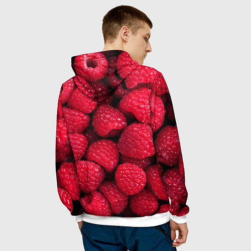 Мужская толстовка Малина - паттерн / 3D-Белый – фото 4