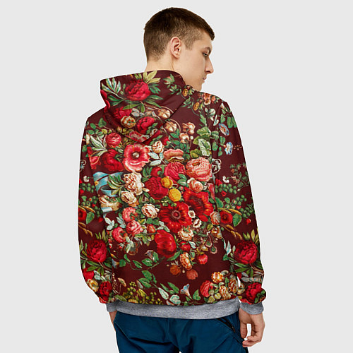 Мужская толстовка Платок цветочный узор / 3D-Меланж – фото 4