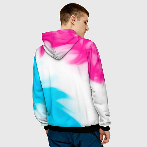 Мужская толстовка Rainbow Six neon gradient style: надпись, символ / 3D-Черный – фото 4
