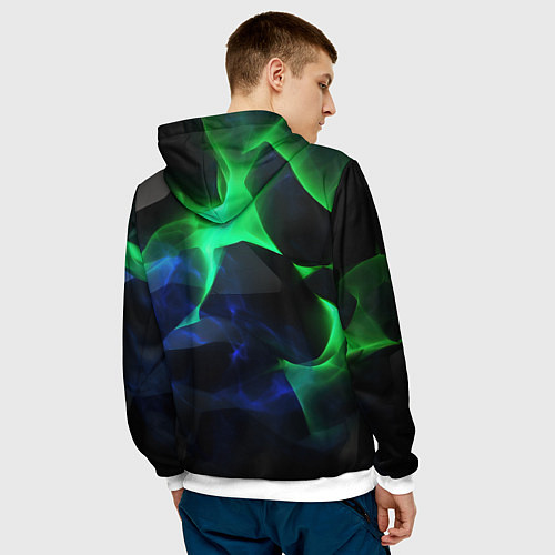 Мужская толстовка Неоновая лава из плит / 3D-Белый – фото 4