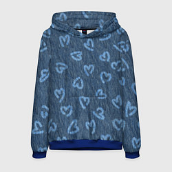 Толстовка-худи мужская Hearts on denim, цвет: 3D-синий