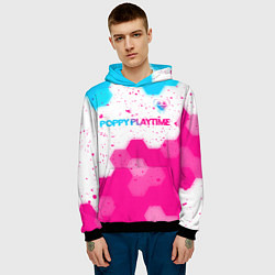 Толстовка-худи мужская Poppy Playtime neon gradient style: символ сверху, цвет: 3D-черный — фото 2