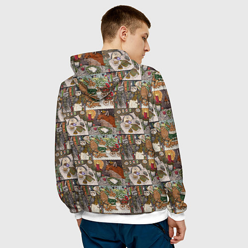 Мужская толстовка Милые иллюстрации коллаж / 3D-Белый – фото 4