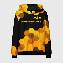 Толстовка-худи мужская Counter-Strike 2 - gold gradient: символ сверху, цвет: 3D-черный