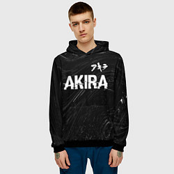 Толстовка-худи мужская Akira glitch на темном фоне: символ сверху, цвет: 3D-черный — фото 2