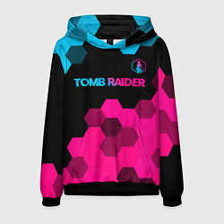 Мужская толстовка Tomb Raider - neon gradient: символ сверху