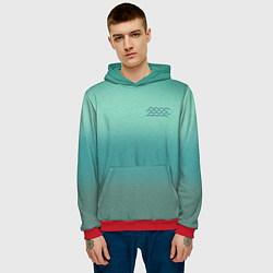 Толстовка-худи мужская Бирюзовый цвет морской волны, цвет: 3D-красный — фото 2