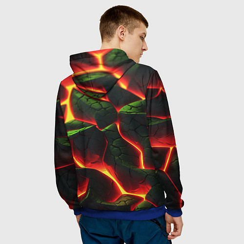 Мужская толстовка Зеленые плиты и лава / 3D-Синий – фото 4