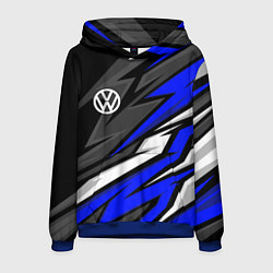 Толстовка-худи мужская Volkswagen - Синяя абстракция, цвет: 3D-синий