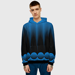 Толстовка-худи мужская Сине-черный градиент в полоску, цвет: 3D-черный — фото 2