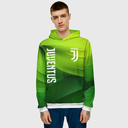 Толстовка-худи мужская Ювентус лого на зеленом фоне, цвет: 3D-белый — фото 2