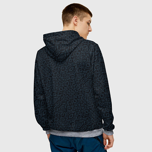 Мужская толстовка Чёрно-синий паттерн / 3D-Меланж – фото 4