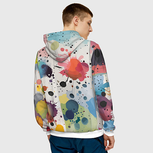 Мужская толстовка Colorful blots - vogue - abstraction / 3D-Белый – фото 4