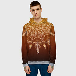 Толстовка-худи мужская Большая костяная мандала, цвет: 3D-меланж — фото 2