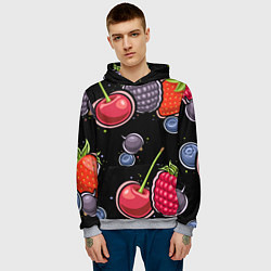 Толстовка-худи мужская Плоды и ягоды, цвет: 3D-меланж — фото 2
