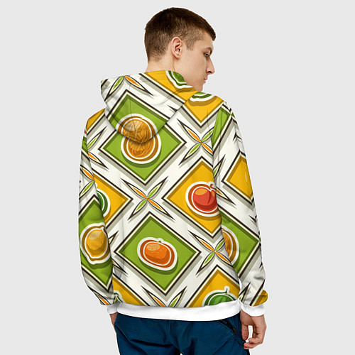 Мужская толстовка Fruits and berries pattern / 3D-Белый – фото 4