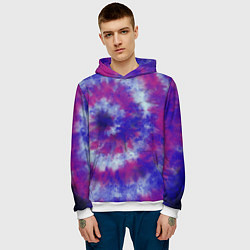 Толстовка-худи мужская Tie-Dye дизайн, цвет: 3D-белый — фото 2