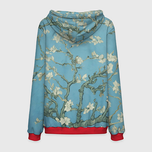 Мужская толстовка Цветущие ветки миндаля - картина ван Гога / 3D-Красный – фото 2