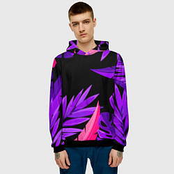 Толстовка-худи мужская Floral composition - neon, цвет: 3D-черный — фото 2