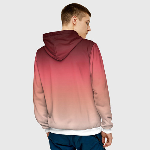 Мужская толстовка Градиент красно-бежевый / 3D-Белый – фото 4