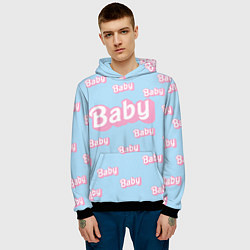 Толстовка-худи мужская Baby - Barbie style: blue pattern, цвет: 3D-черный — фото 2