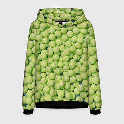 Толстовка-худи мужская Узор из теннисных мячей, цвет: 3D-черный