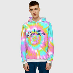 Толстовка-худи мужская I am Kenough - retro tie-dye, цвет: 3D-белый — фото 2