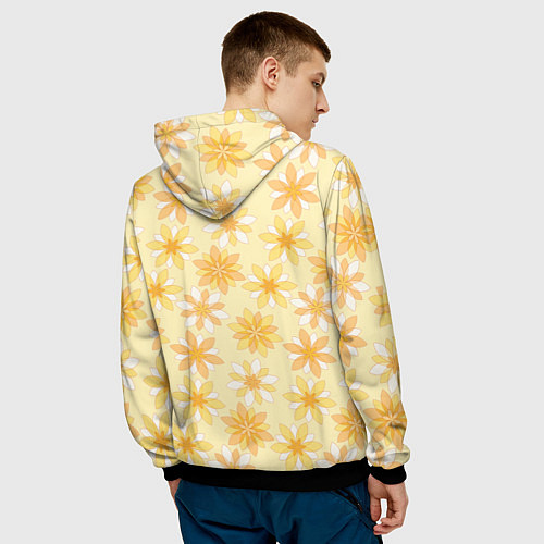 Мужская толстовка Желтые геометричные цветы / 3D-Черный – фото 4