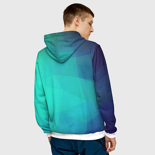 Мужская толстовка Голубые грани / 3D-Белый – фото 4