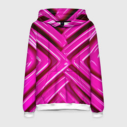 Толстовка-худи мужская Розовые абстрактные трубочки, цвет: 3D-белый
