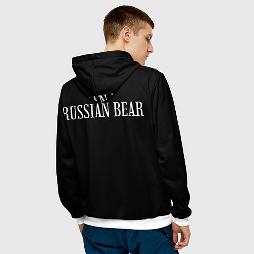 Мужская толстовка Русский медведь на черном фоне / 3D-Белый – фото 4