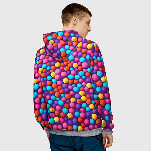 Мужская толстовка Паттерн разноцветные шарики - нейросеть / 3D-Меланж – фото 4