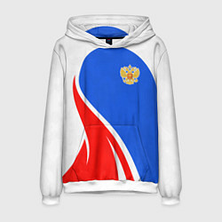 Толстовка-худи мужская Герб РФ - white sport, цвет: 3D-белый