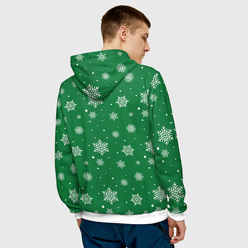 Мужская толстовка Hello winter green snow / 3D-Белый – фото 4