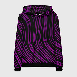 Толстовка-худи мужская Абстракция фиолетовые линии, цвет: 3D-черный