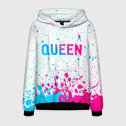 Толстовка-худи мужская Queen neon gradient style: символ сверху, цвет: 3D-черный