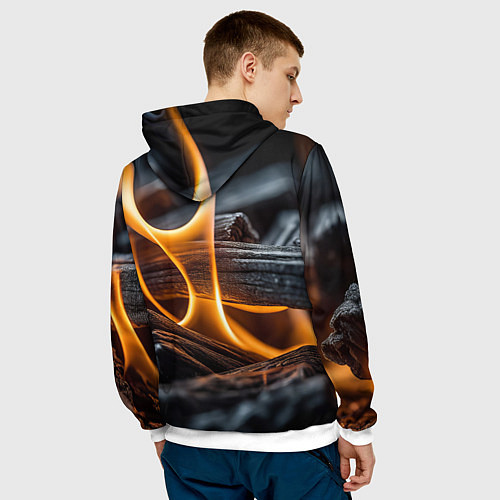 Мужская толстовка Дрова в костре - нейросеть / 3D-Белый – фото 4
