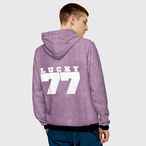 Мужская толстовка Розовые джинсы lucky 77 / 3D-Черный – фото 4