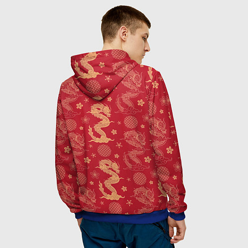 Мужская толстовка Азиатские драконы - классика / 3D-Синий – фото 4